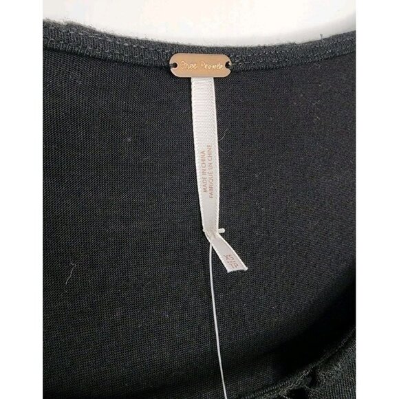 NWT Free People Easy Squeezy Linen Blend Dress Size XS Black Lagenlook Pockets - Picture 3 of 6